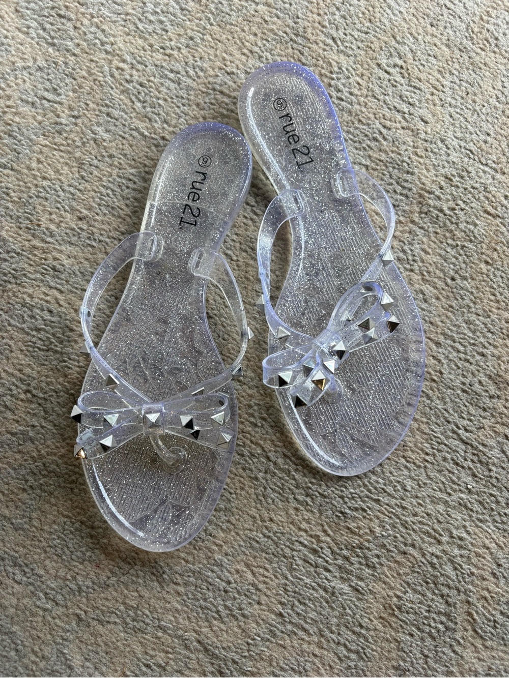 rue21 Clear Glitter Jelly Bow Sandals - Clear